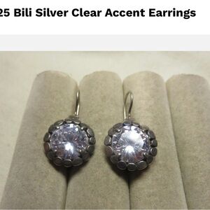 Deep Set Cubic Zirconia Dangle Earrings Sterling Silver Earrings